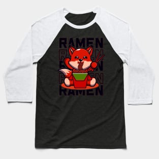 Fox with Ramen, Kawaii Cute Japanese noodles design Baseball T-Shirt